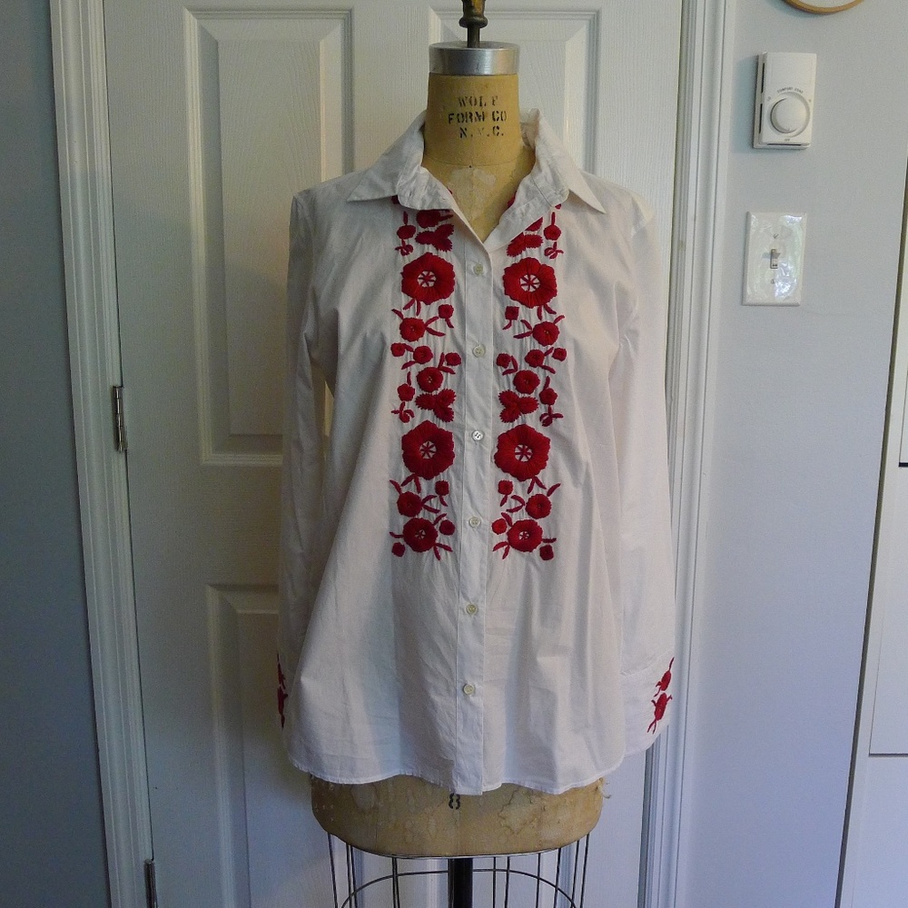 {Merci} Button Down Shirt with Embroidery 🌹